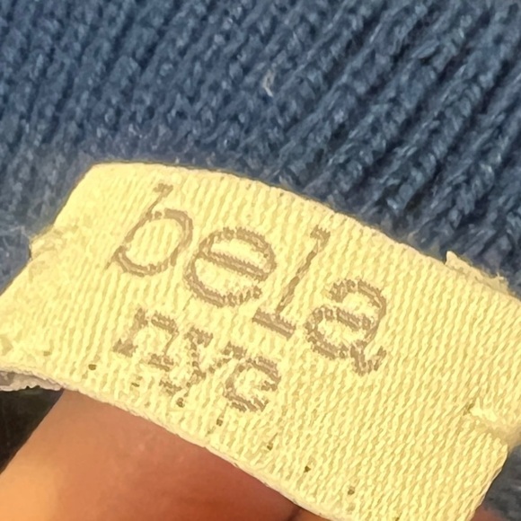 BELA NYC Women’s Dark Blue Polkadot Pima Cotton Blend Crewneck Sweater Size S - Picture 4 of 5